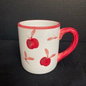 Dansk Ceramic Coffee Mug Cup White w/ Red Cherries Bing Cherry Hand Painted